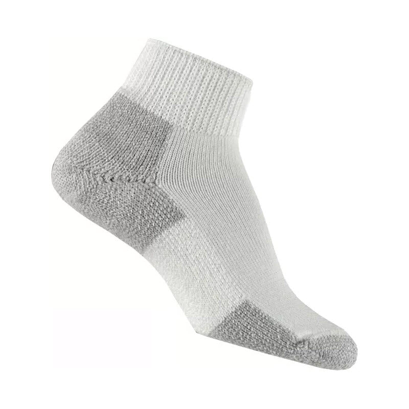 Sentence with replacement: Thorlos Running Mini-Crew Sock with maximum shock absorption, isolated on a white background.