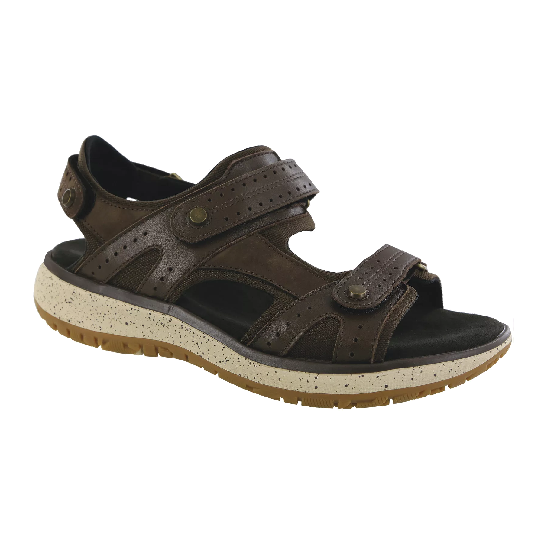 A SAS Embark Smores - Womens sandal with adjustable straps and a cushioned insole, isolated on a white background.