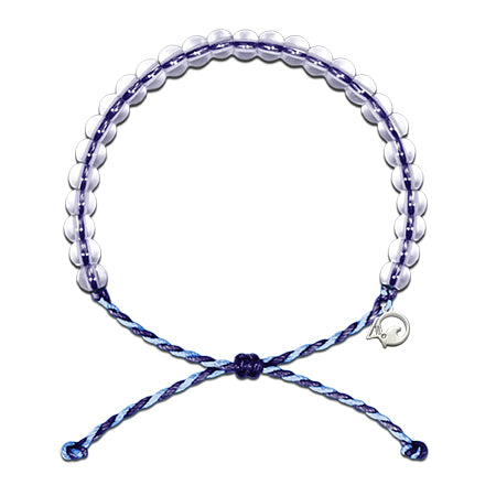 An adjustable blue 4Ocean Bracelet Whale with silver beads and a heart charm, made from recycled materials.