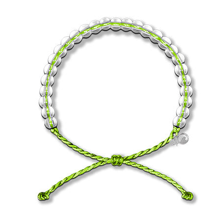 Adjustable 4Ocean bracelet made with green cord from recycled materials and silver-colored beads.
