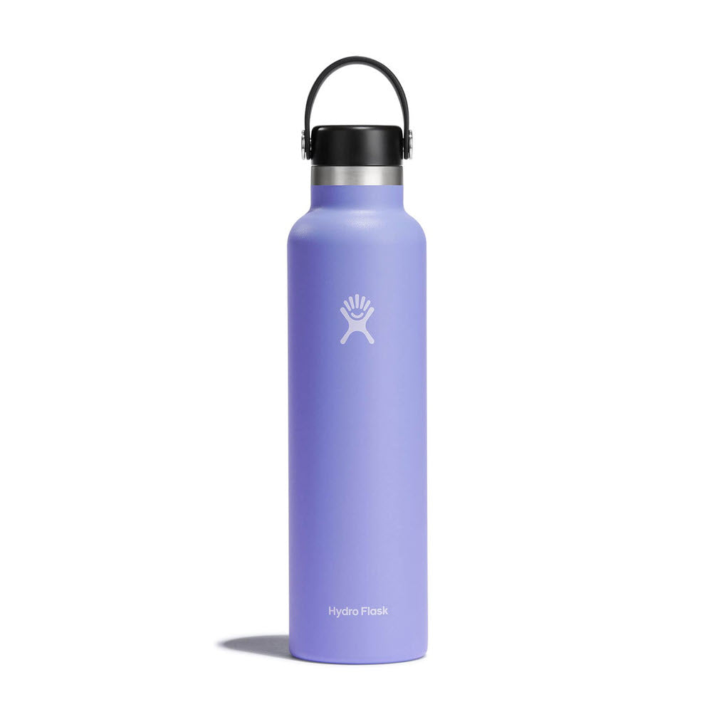 A Hydro Flask Standard 24oz Lupine insulated water bottle with a black cap, displayed against a plain white background.