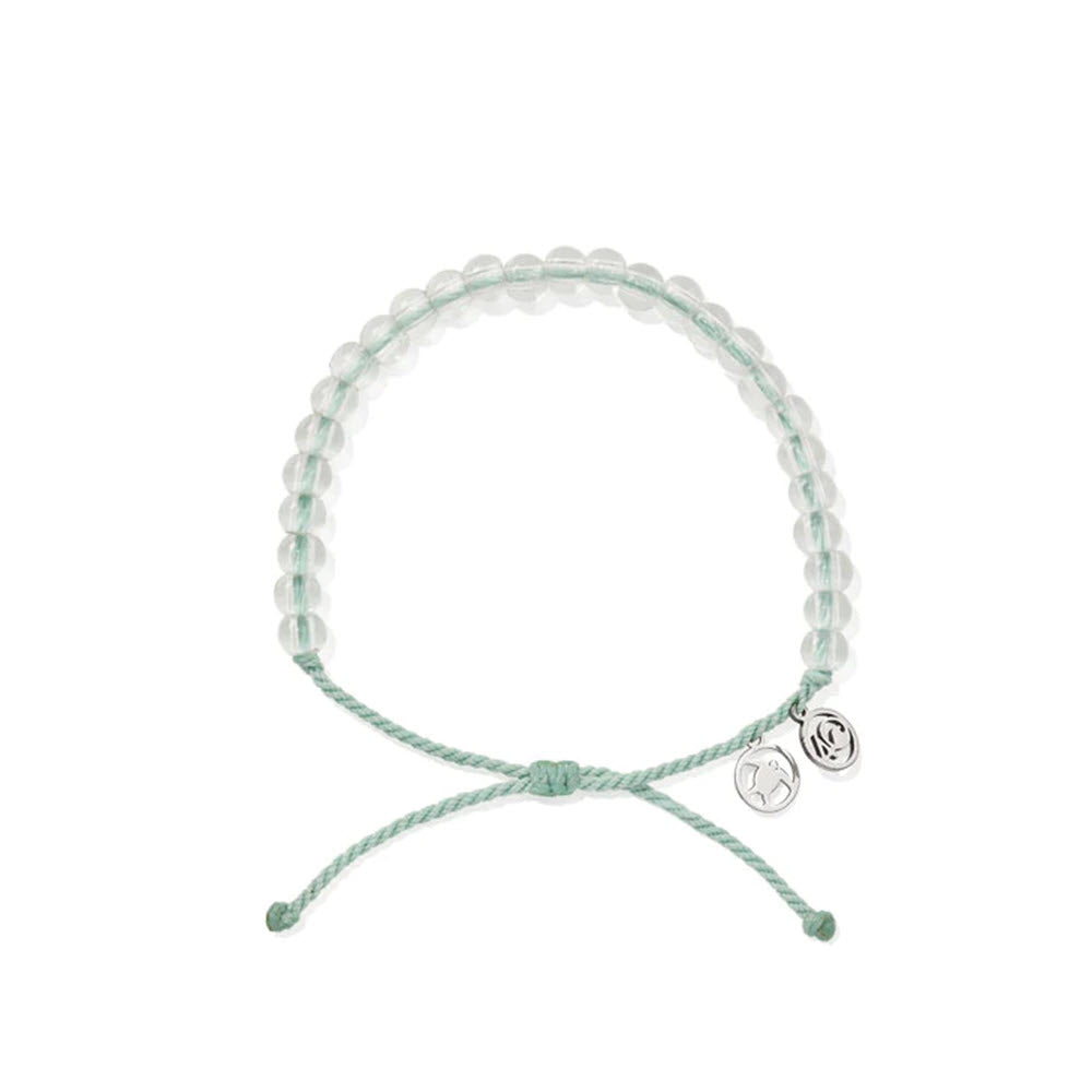 Adjustable 4Ocean bracelet with silver sea turtle charms on a white background, benefiting olive ridley sea turtle conservation.