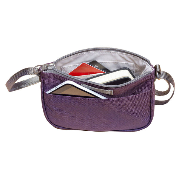 HAIKU Lark RFID Blocking Crossbody Bag - Minimalist Purse Made From Recycled Bottles, BlackBerry Color