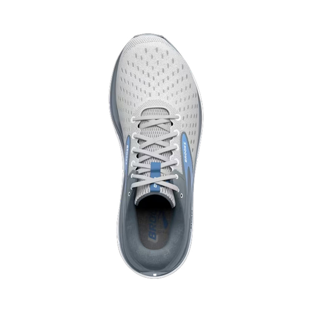 Top-down view of a gray and blue Brooks Dyad 11 running shoe designed for neutral runners.