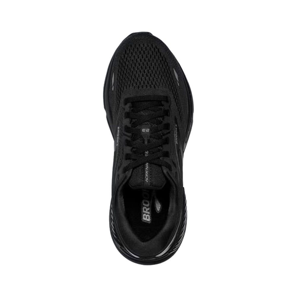 Top view of a single Brooks Adrenaline GTS 23 black stability running shoe.