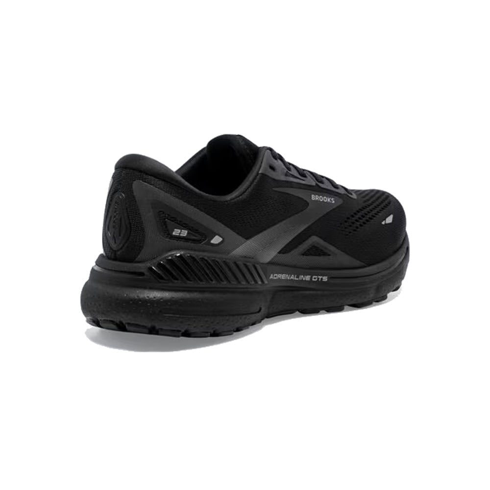 A single black Brooks Adrenaline GTS 23 stability running shoe displayed against a white background.