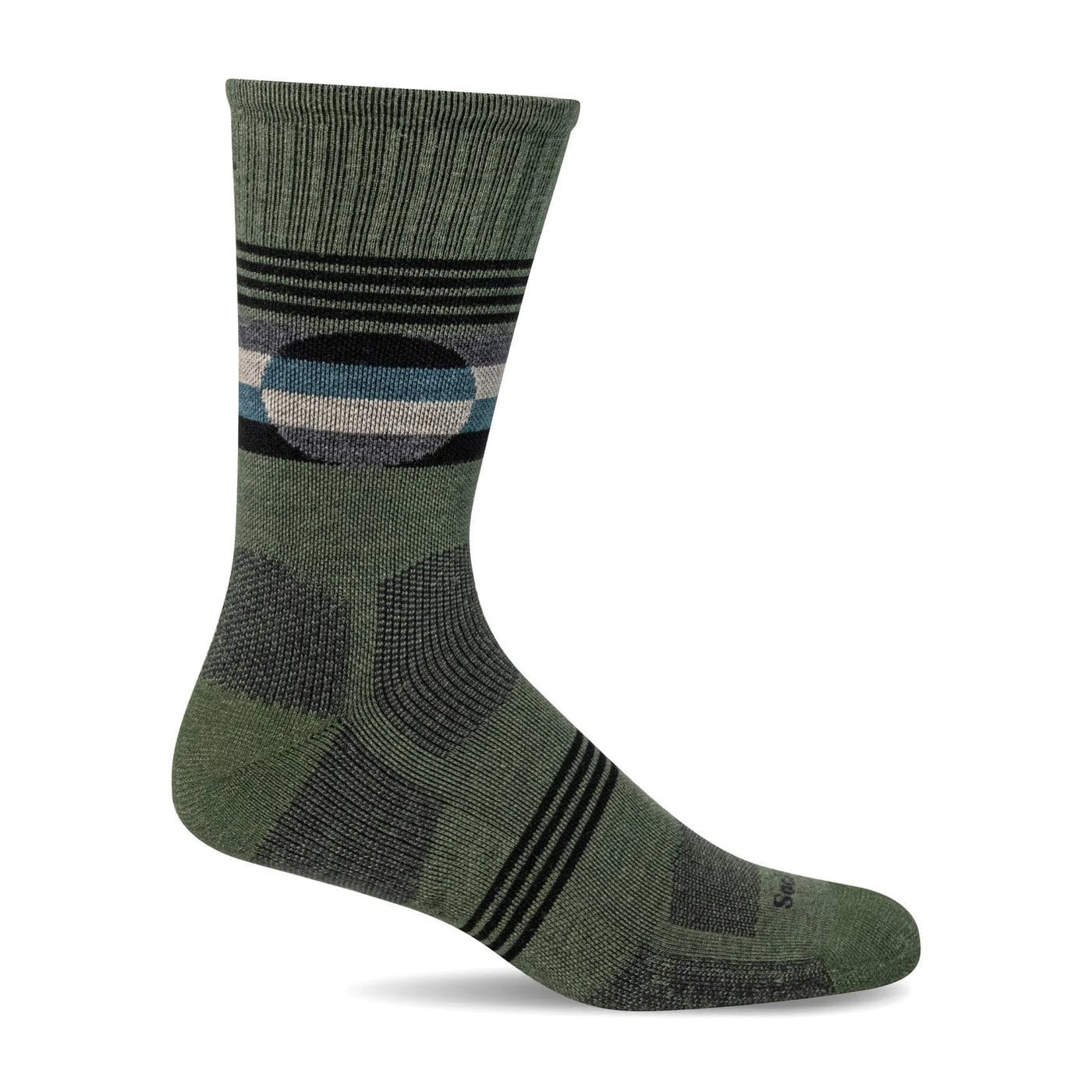 Green camouflage-patterned SOCKWELL NORTH RIM 15-20 COMPRESSION HIKE SOCK displayed on a plain white background.