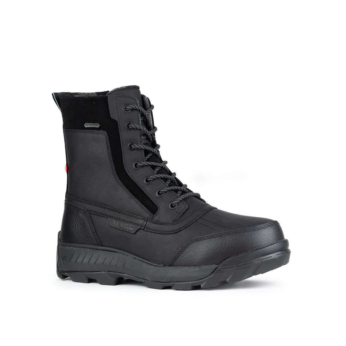 Black winter boot with waterproof uppers and laces, isolated on a white background, NexGrip NEWGRIP ICE MONT BLANC 3.0 BLACK - MENS.