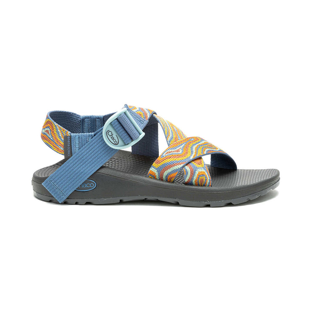 A single sandal with colorful straps and a gray sole featuring a ChacoGrip rubber outsole, displayed against a white background.
Product: CHACO MEGA Z/CLOUD AGATE BAKED CLAY - WOMENS
Brand: Chaco