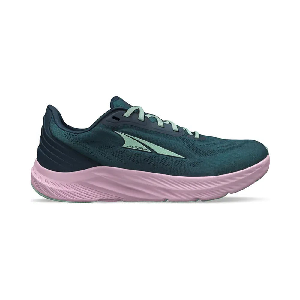 A single navy and pink Altra Rivera 4 running shoe with a prominent sole and a logo on the side, isolated on a white background.