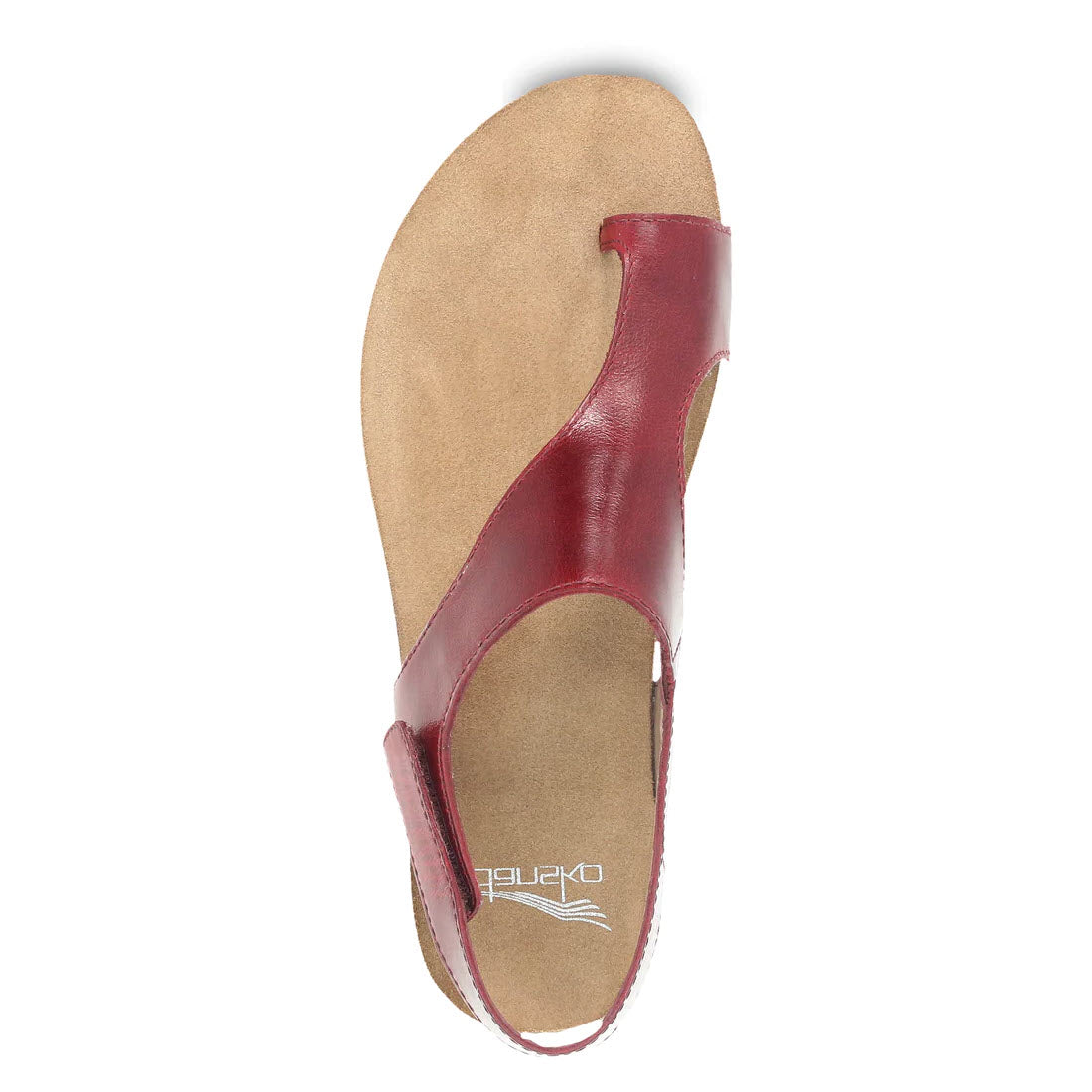 Top-down view of a single Dansko Reece Cinnabar - Womens sandal with a stylish design and strap detail.