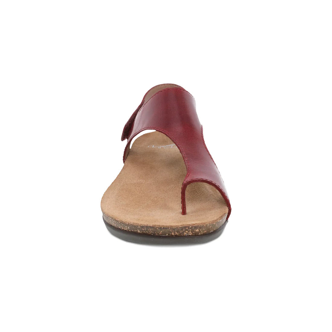 A single Dansko Reece Cinnabar - Womens open-toed sandal with leather linings isolated on a white background.