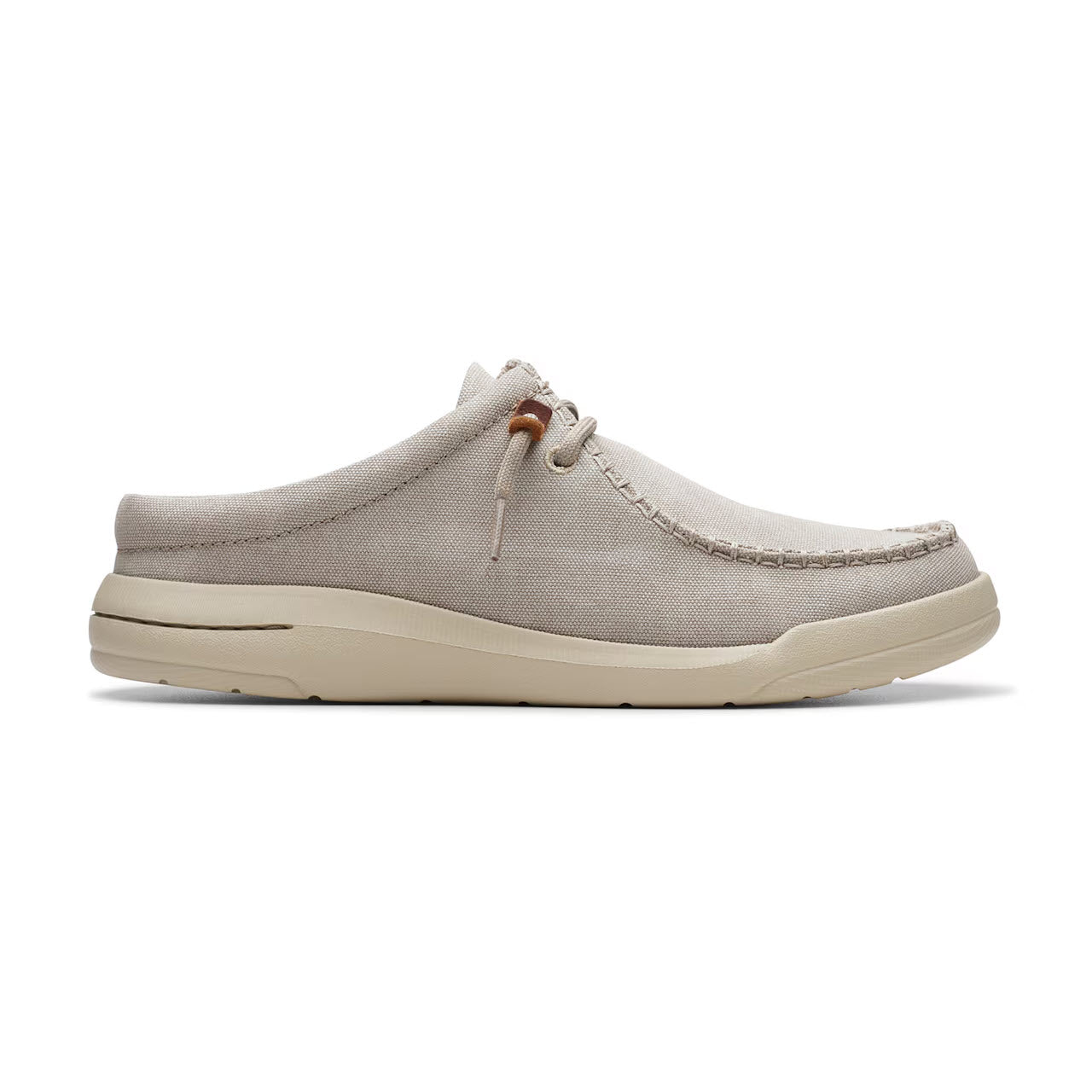 A light grey textured slip-on boat shoe with an Extreme Comfort foam footbed and a white rubber sole, displayed on a white background.