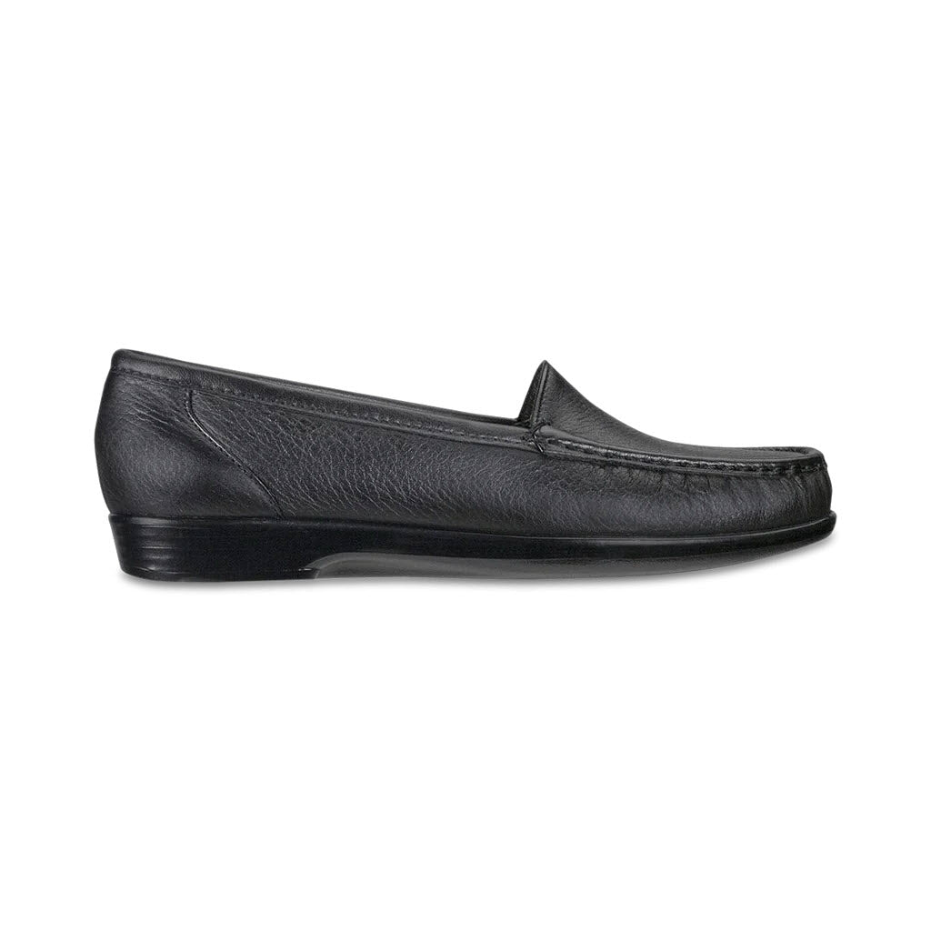 Black leather men&#39;s loafer with a cushioned footbed on a white background.
Product Name: SAS SIMPLIFY BLACK - WOMENS
Brand Name: SAS