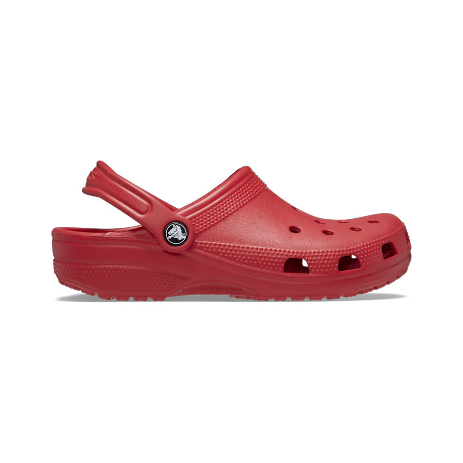 Iconic Crocs Classic Clog Varsity Red - Womens displayed on a white background.