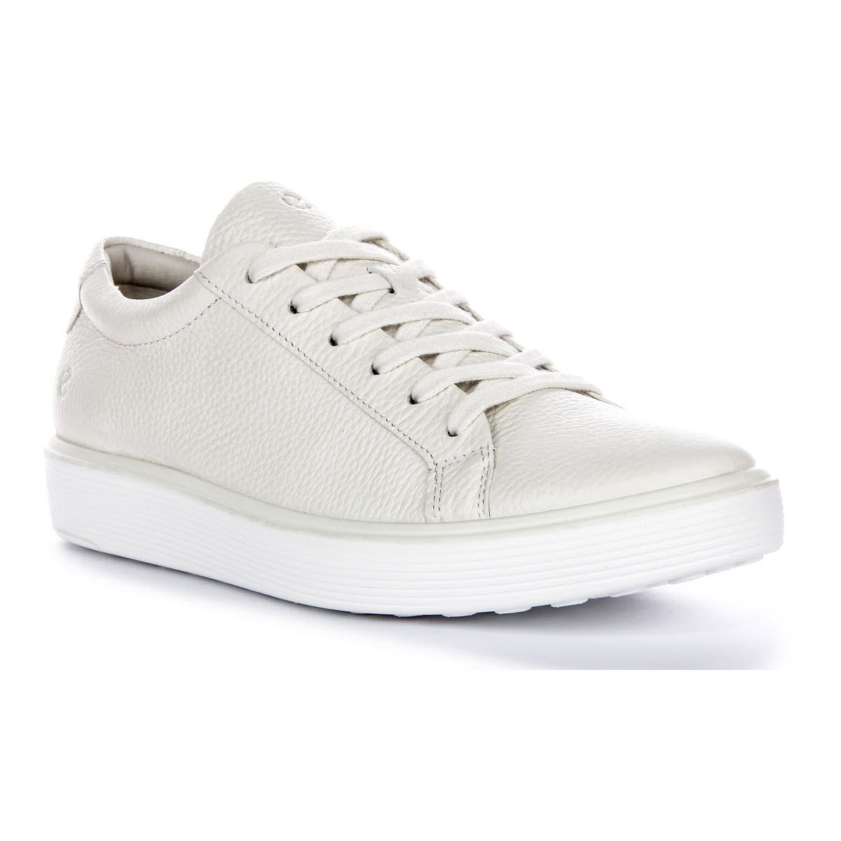 ECCO SOFT 60 WHITE - WOMENS sneaker with laces and a thick, padded footbed, displayed on a plain white background.
