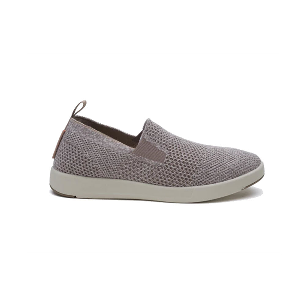 A light gray Woolloomooloo slip-on shoe with a mesh upper made from Australian Merino wool and a white rubber sole, displayed against a white background.