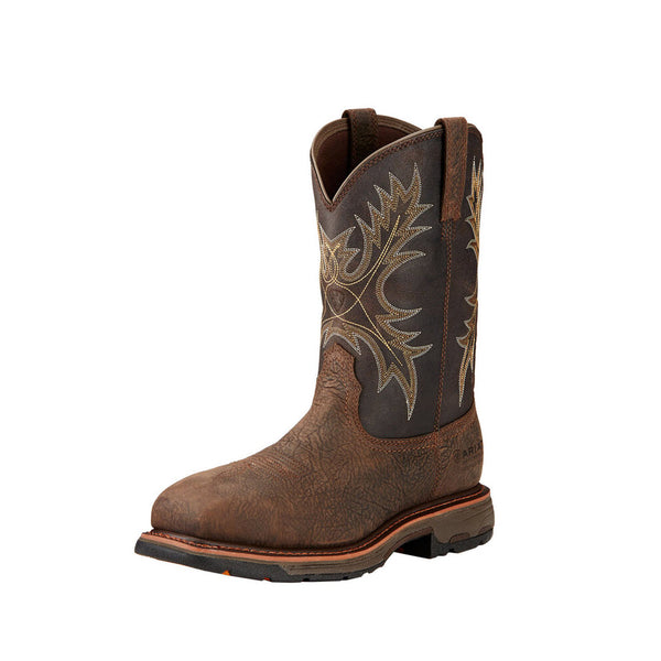 Ariat Men's Workhog H2O Waterproof Wide Square Toe Work Boot - Bruin Brown, Oil & Slip Resistant