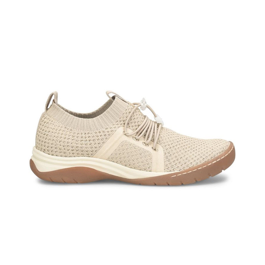 ALIGN TORRI BEIGE - WOMENS knitted sneaker with slip-resistant outsole and laces against a white background.