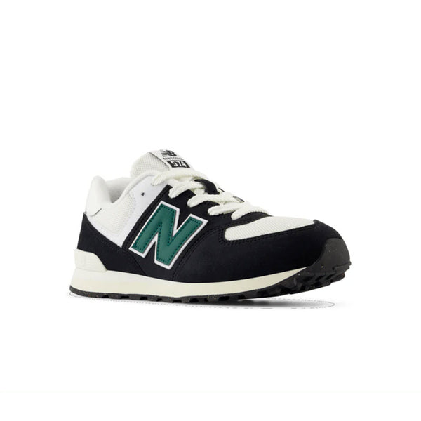 NEW BALANCE 574 BLACK/MARSH GREEN - KIDS - Lamey Wellehan Shoes