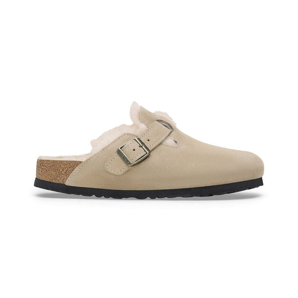 BIRKENSTOCK BOSTON SHEARLING TAUPE - WOMENS - Lamey Wellehan Shoes