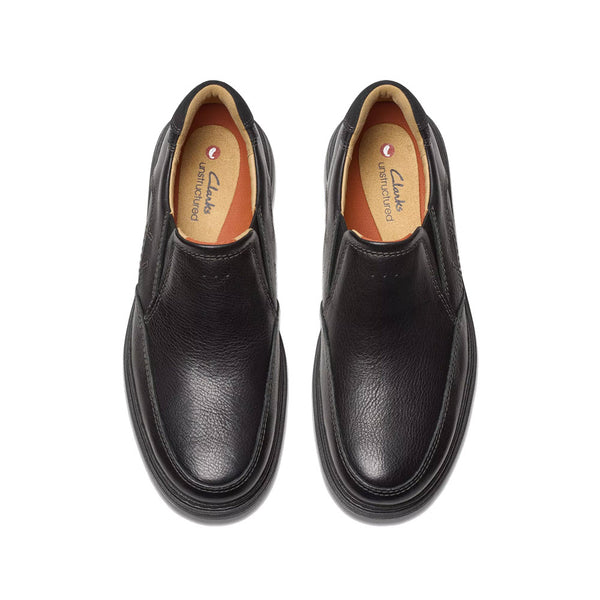 CLARKS UN BRILEY STEP SLIP ON BLACK LEATHER - MENS - Lamey