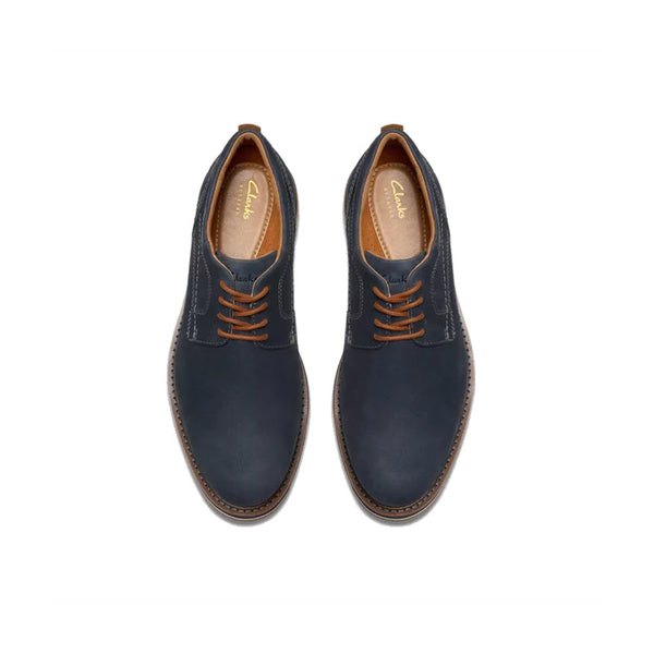 CLARKS MONAHAN PLAIN TOE LACE OXFORD NAVY NUBUCK - MENS  display picture 2