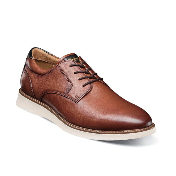FLORSHEIM LAUNCH PLAIN TOE LACE OXFORD COGNAC NAVY WHITE SOLE