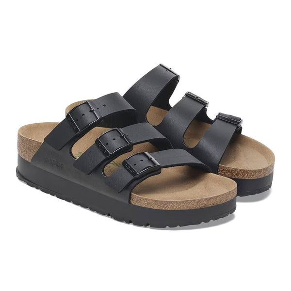 BIRKENSTOCK FLORIDA III PLATFORM VEGAN BLACK - WOMENS - Lamey