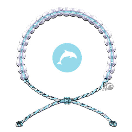4Ocean bracelet Dolphin with adjustable blue cord, made from recycled materials supporting ocean cleaning efforts.