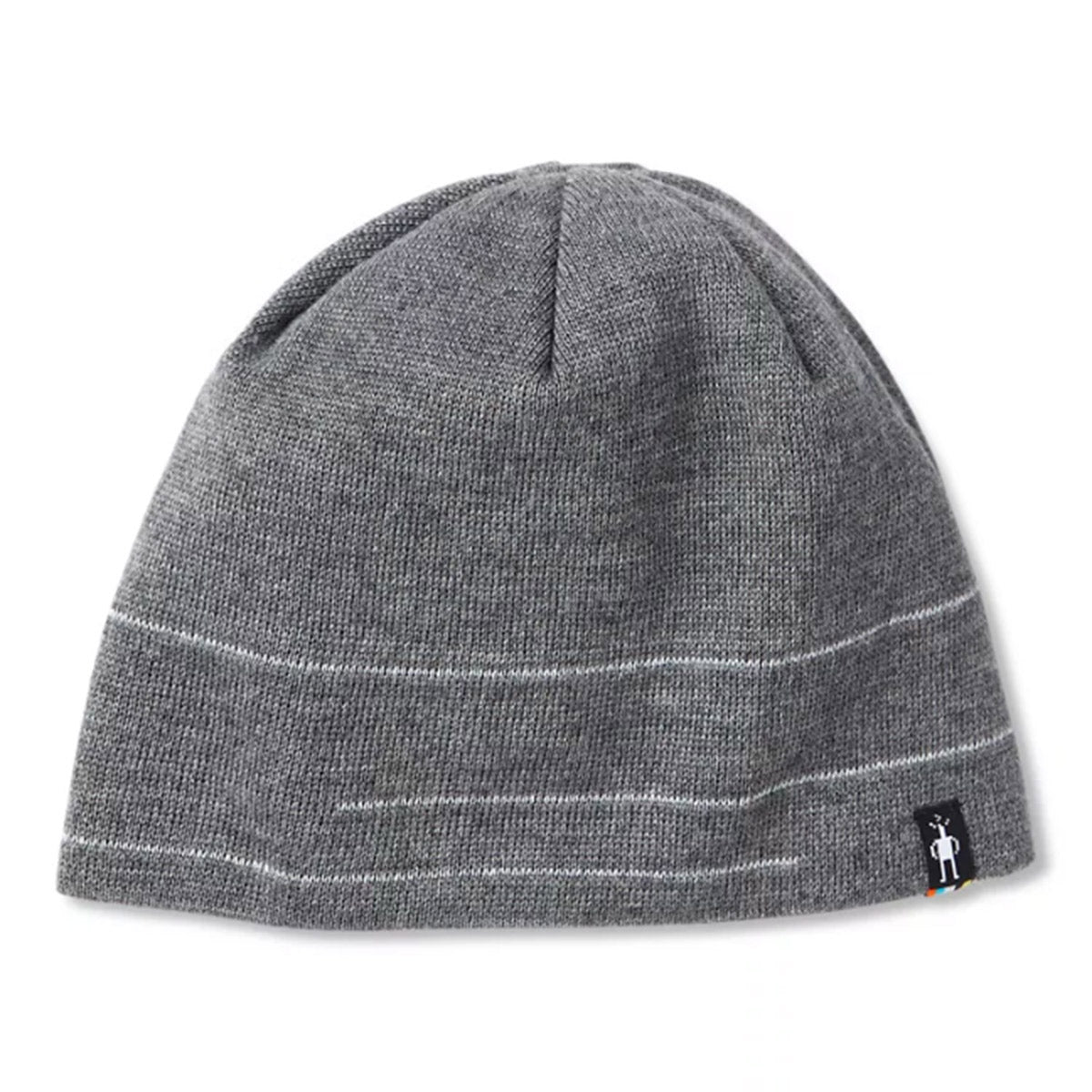 Medium grey knitted beanie with logo detail by Smartwool.
