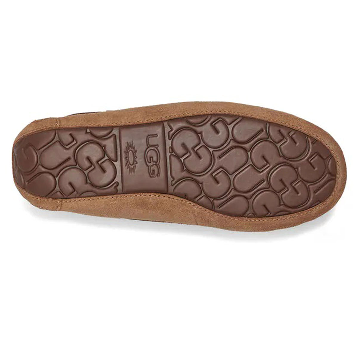Sole of a genuine UGGpure, moccasin-inspired slipper with tread pattern and branding detail. - UGG DAKOTA CHESTNUT - WOMENS by Ugg