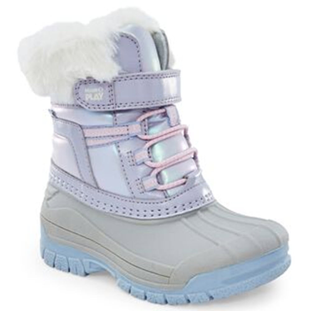 Children&#39;s cold weather boot with faux fur collar and iridescent straps - Stride Rite M2P Frost Trek Iridescent - Kids.