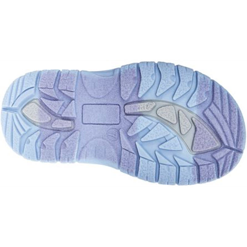 Tread pattern of the Stride Rite M2P Frost Trek Iridescent - Kids&#39; sole with blue and white color scheme.