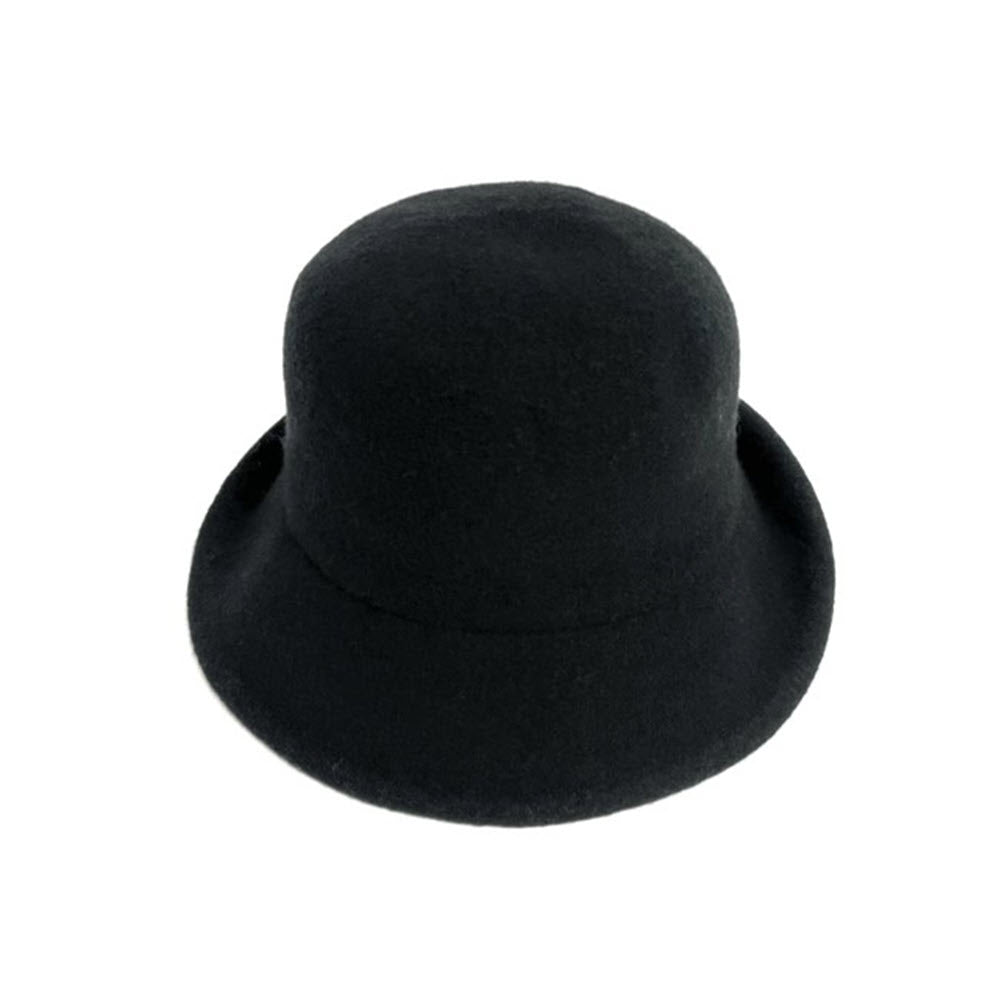 SHIHREEN WOOL TURN BRIM HAT BLACK - WOMENS by Shihreen Inc isolated on a white background.