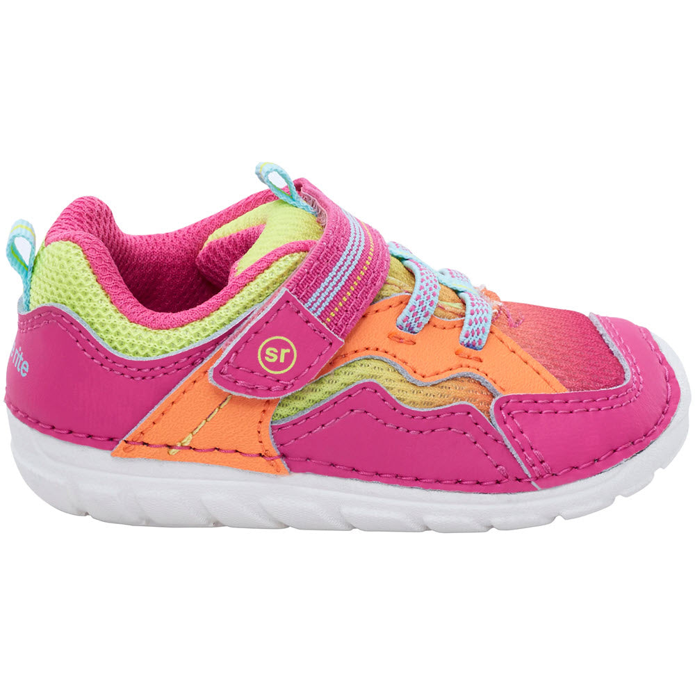 Colorful Stride Rite child&#39;s sneaker with hook and loop fastener.