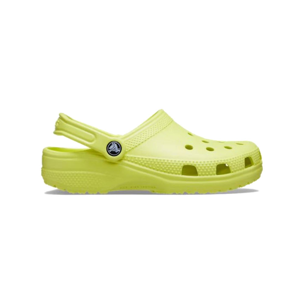 A single yellow Crocs Women&#39;s Classic Citrus shoe made of Croslite material against a white background.