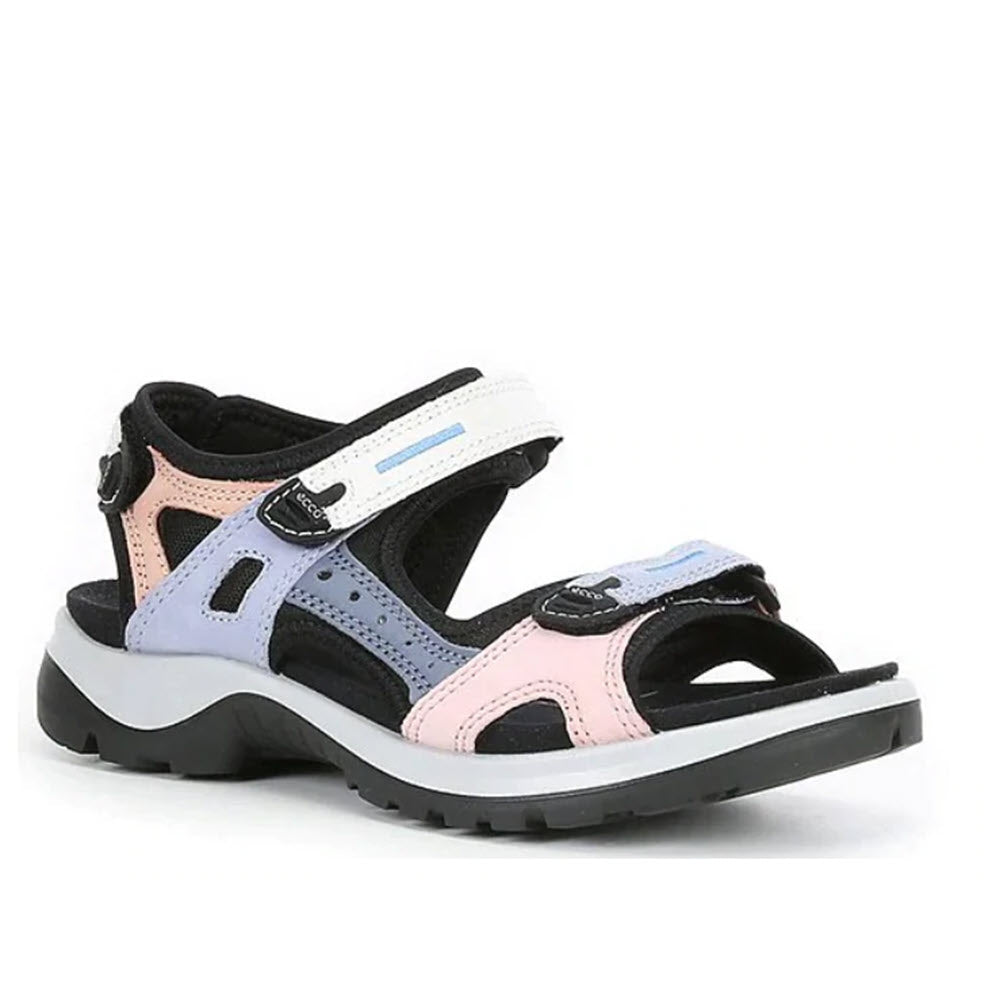A pair of sporty, multi-colored ECCO OFFROAD MULTICOLOR EVENTIDE - WOMENS sandals featuring a Ecco leather upper and adjustable straps.