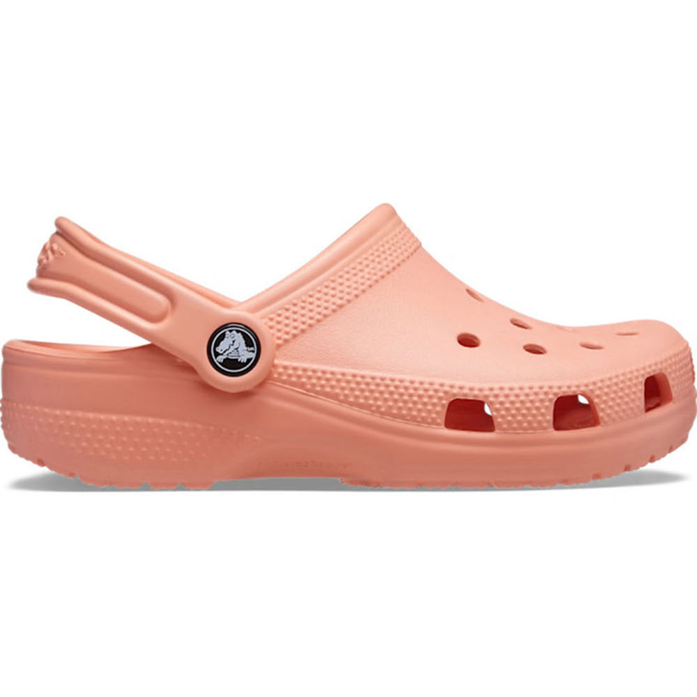 A single papaya-colored Crocs Classic Clog with ventilation holes and a pivoting heel strap, shown on a white background.