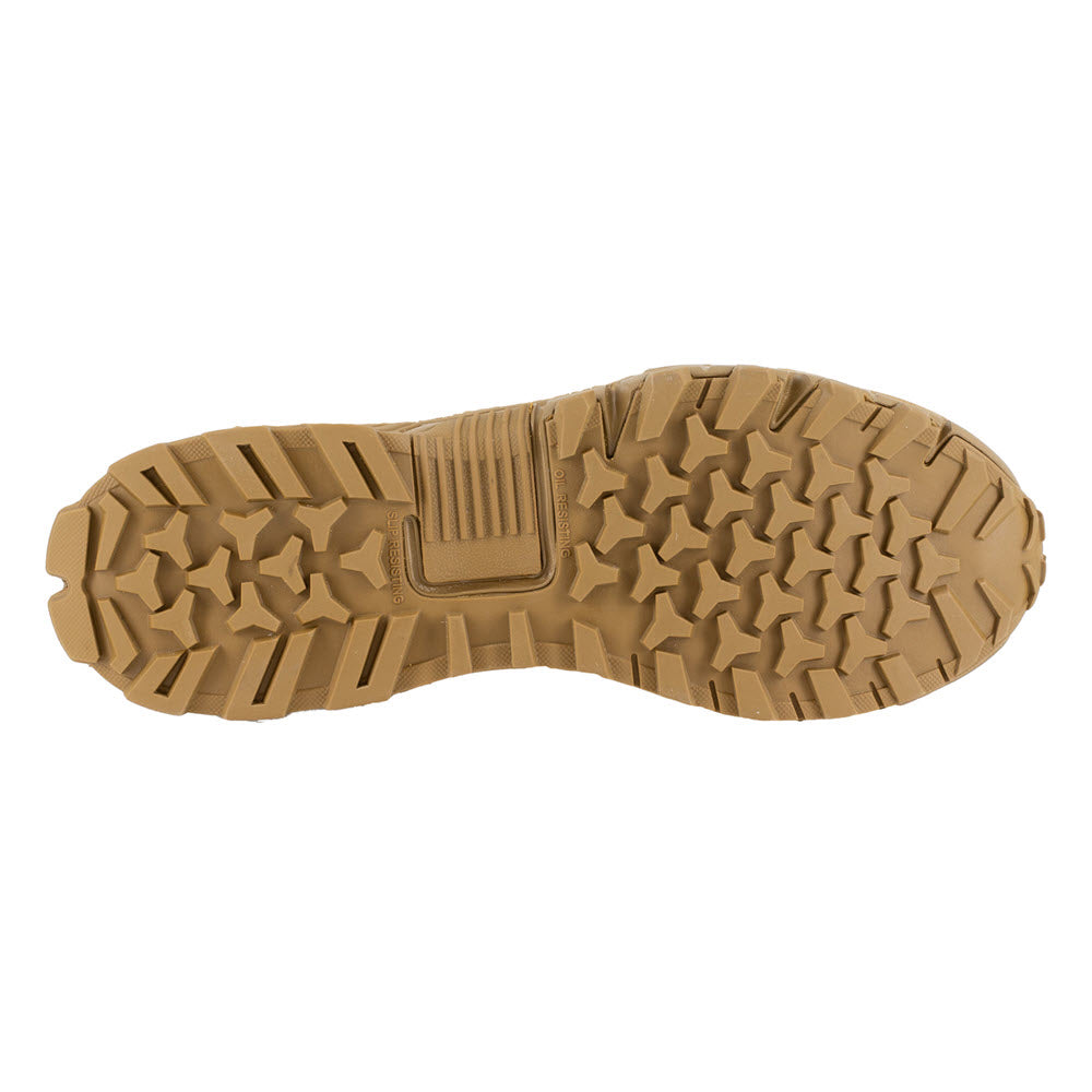 Beige rubber boot sole with active traction tread pattern on the Reebok Work REEBOK CT TRAILGRIP TACTICAL ZIP WP TAN - MENS.
