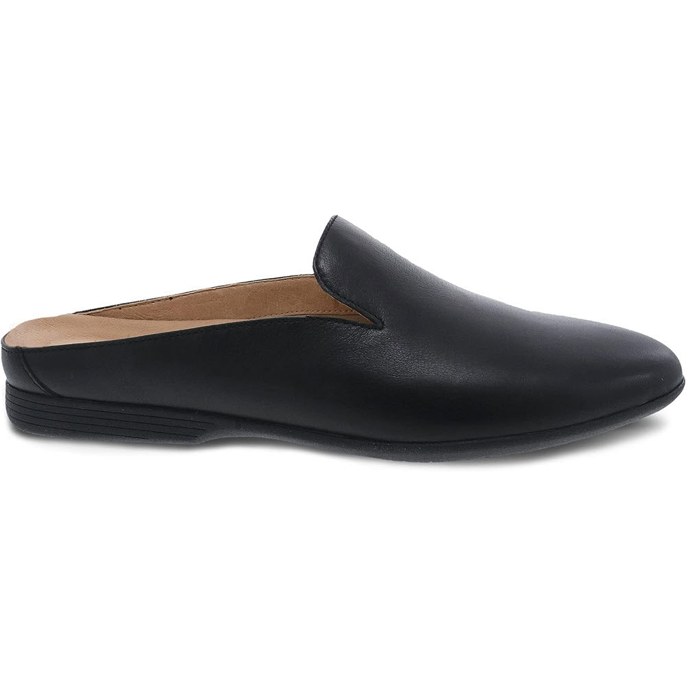 A single Dansko Lexie Black - Womens leather slip-on shoe with a low heel and a smooth finish.