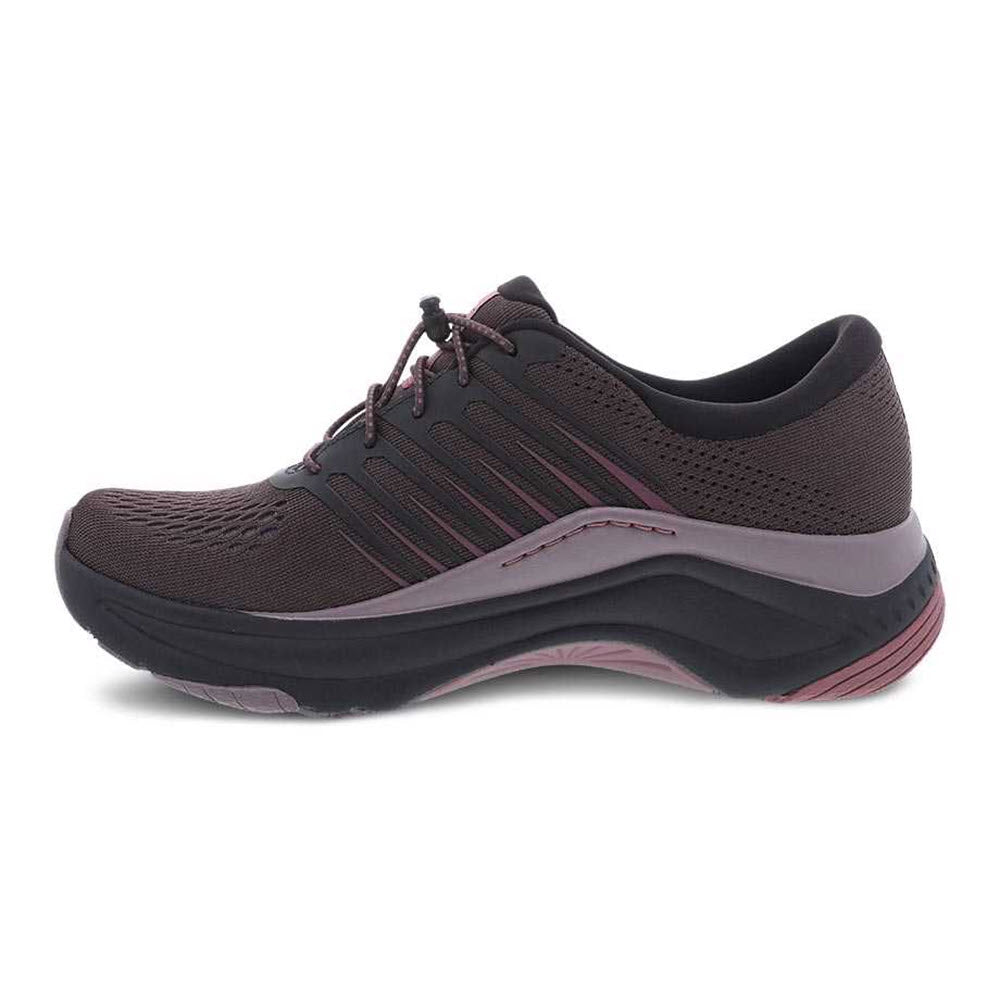 A single Dansko Penni Raisin Mesh athletic shoe with lightweight cushioned EVA midsole and laces on a white background.