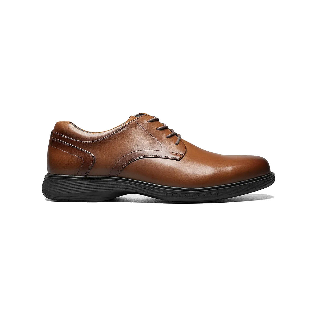 Nunn Bush Plain Toe Oxford dress shoe with black, slip-resistant sole on a white background.