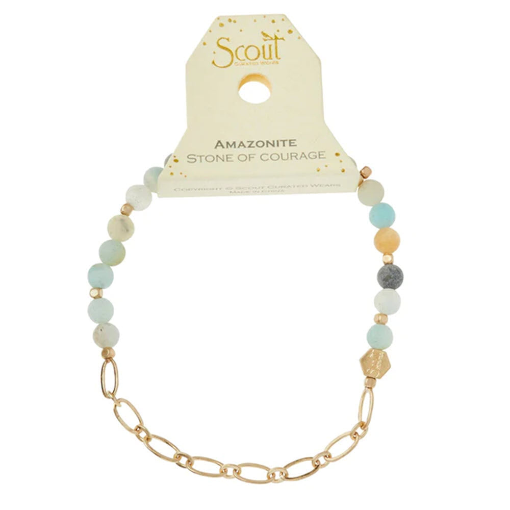 SCOUT STONE WITH CHAIN BRACELET AMAZONITE/GOLD by Scout