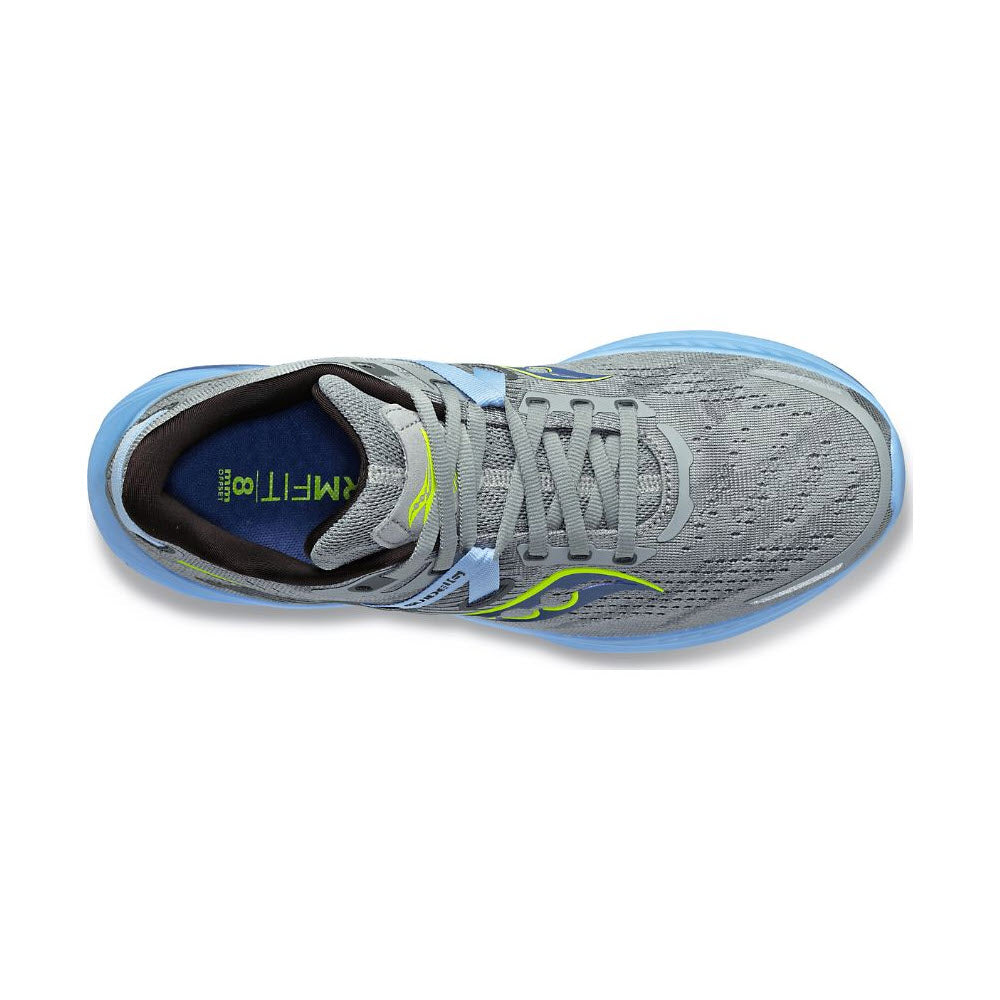 Top view of a single Saucony Guide 16 Fossil/Ether - Womens running shoe with visible laces and personalized fit cushioning.