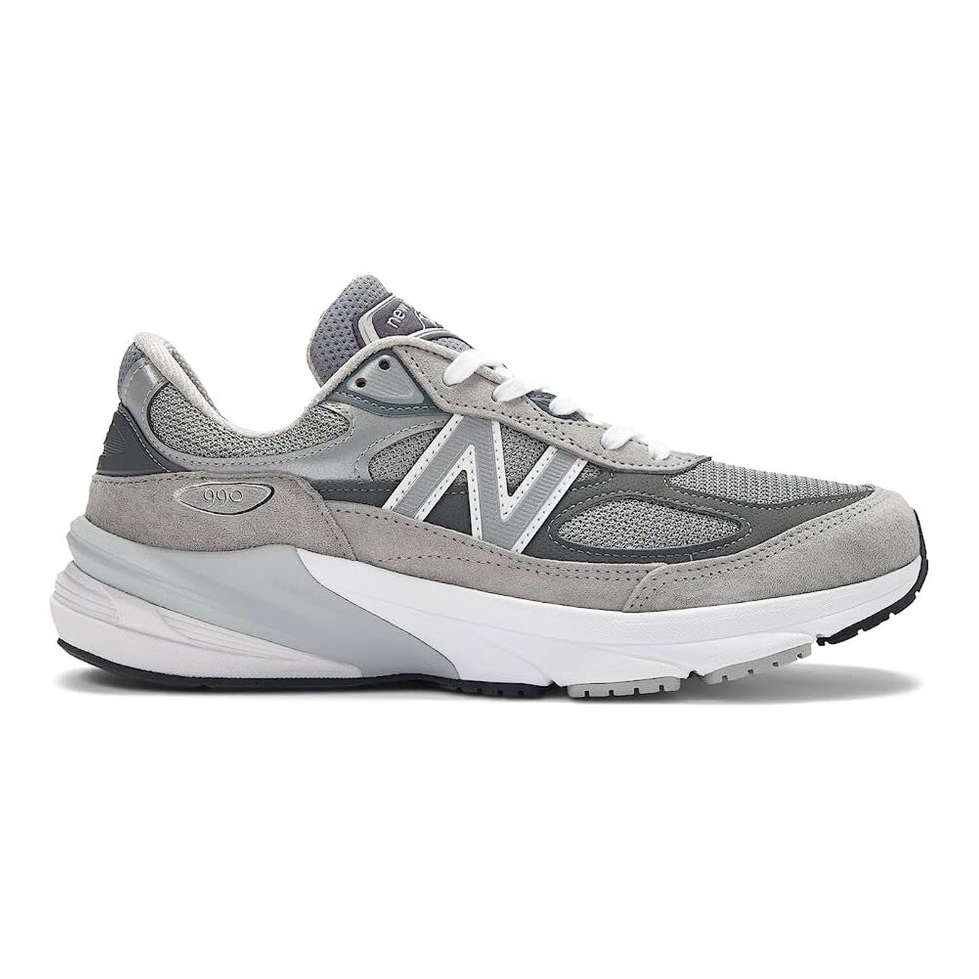 A New Balance 990 V6 Grey running shoe with a visible "n" logo on the side.