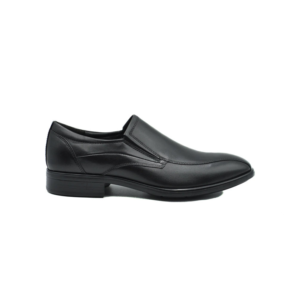 A single ECCO CITYTRAY BIKE TOE SLIP ON BLACK - MENS dress shoe with a low heel and slip-on design, displayed against a white background.