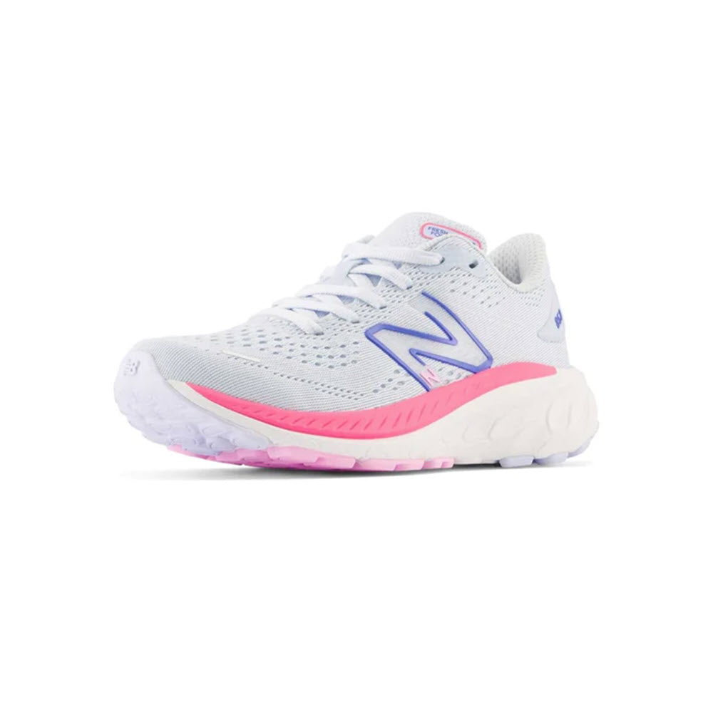 A single New Balance 860 V13 Moon Dust/Neon Pink running shoe, displayed against a white background.