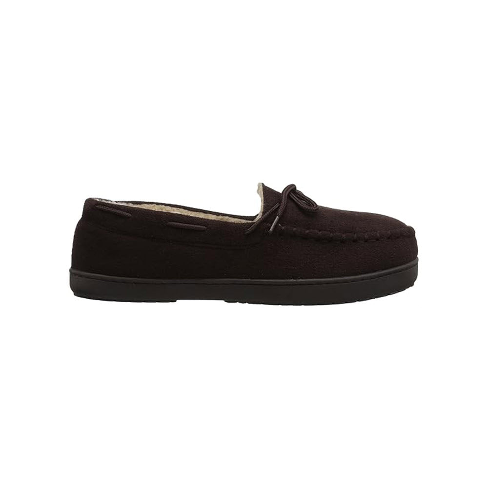 A single brown Western Chief Moc slipper with warm lining, isolated on a white background.