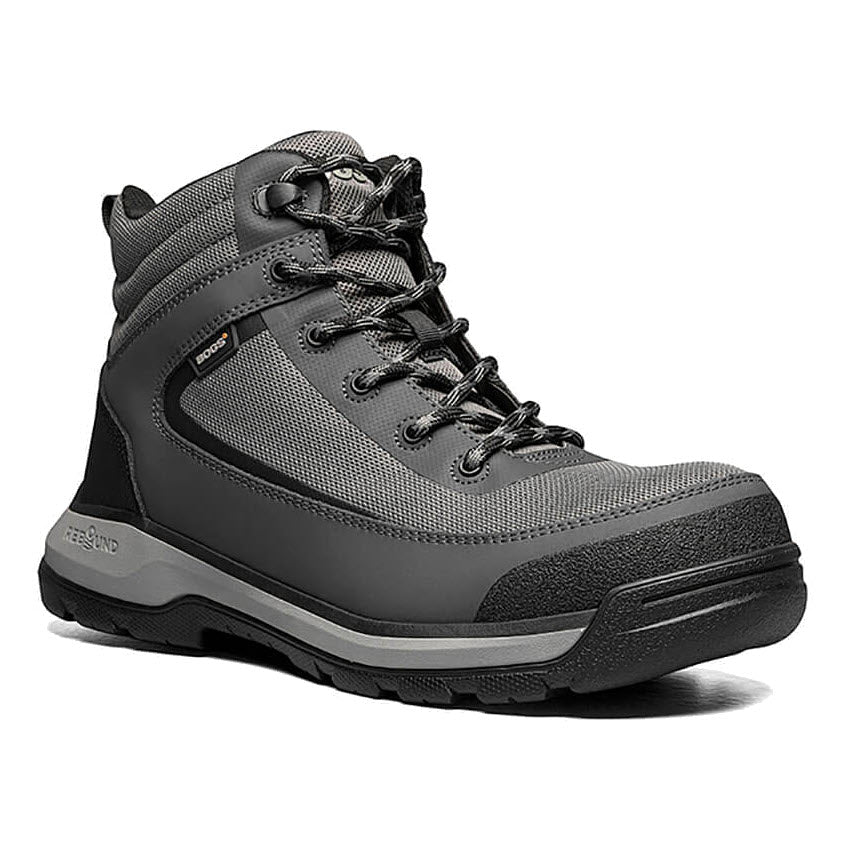 A single BOGS hiking boot in the SHALE MID COMPOSITE TOE style, designed with BioGrip slip-resistant technology and a reinforced toe area.